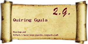 Quiring Gyula névjegykártya